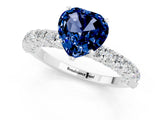 White gold Heart Cut Diamond Pavé Band Solitaire Ring with Prong Setting_1