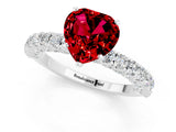 White gold Heart Cut Diamond Pavé Band Solitaire Ring with Prong Setting_1