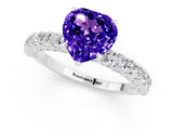 White gold Heart Cut Diamond Pavé Band Solitaire Ring with Prong Setting_1