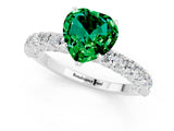 White gold Heart Cut Diamond Pavé Band Solitaire Ring with Prong Setting_1