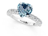 White gold Heart Cut Diamond Pavé Band Solitaire Ring with Prong Setting_1