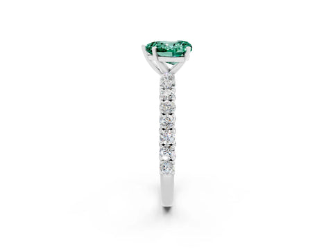 White gold Heart Cut Diamond Pavé Band Solitaire Ring with Prong Setting_2