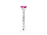 White gold Heart Cut Diamond Pavé Band Solitaire Ring with Prong Setting_2