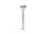 White gold Heart Cut Diamond Pavé Band Solitaire Ring with Prong Setting_2