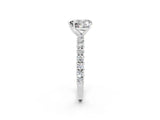 White gold Heart Cut Diamond Pavé Band Solitaire Ring with Prong Setting_2
