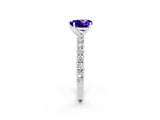 White gold Heart Cut Diamond Pavé Band Solitaire Ring with Prong Setting_2