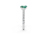White gold Heart Cut Diamond Pavé Band Solitaire Ring with Prong Setting_2