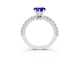 White gold Heart Cut Diamond Pavé Band Solitaire Ring with Prong Setting_3