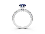 White gold Heart Cut Diamond Pavé Band Solitaire Ring with Prong Setting_3