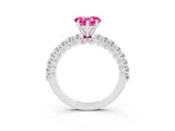 White gold Heart Cut Diamond Pavé Band Solitaire Ring with Prong Setting_3