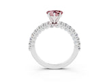 White gold Heart Cut Diamond Pavé Band Solitaire Ring with Prong Setting_3