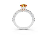 White gold Heart Cut Diamond Pavé Band Solitaire Ring with Prong Setting_3