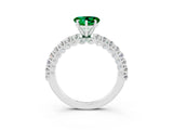 White gold Heart Cut Diamond Pavé Band Solitaire Ring with Prong Setting_3