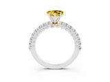 White gold Heart Cut Diamond Pavé Band Solitaire Ring with Prong Setting_3