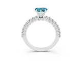 White gold Heart Cut Diamond Pavé Band Solitaire Ring with Prong Setting_3