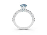 White gold Heart Cut Diamond Pavé Band Solitaire Ring with Prong Setting_3