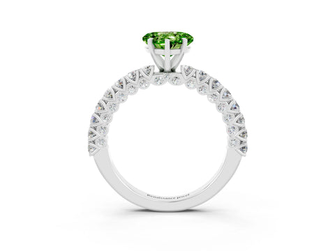 White gold Heart Cut Diamond Pavé Band Solitaire Ring with Prong Setting_3