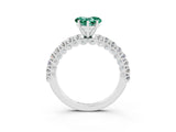 White gold Heart Cut Diamond Pavé Band Solitaire Ring with Prong Setting_3