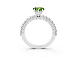 White gold Heart Cut Diamond Pavé Band Solitaire Ring with Prong Setting_3