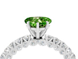White gold Heart Cut Diamond Pavé Band Solitaire Ring with Prong Setting_4