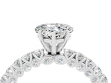 White gold Heart Cut Diamond Pavé Band Solitaire Ring with Prong Setting_4
