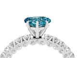 White gold Heart Cut Diamond Pavé Band Solitaire Ring with Prong Setting_4