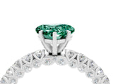 White gold Heart Cut Diamond Pavé Band Solitaire Ring with Prong Setting_4