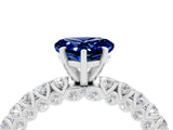 White gold Heart Cut Diamond Pavé Band Solitaire Ring with Prong Setting_4