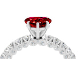 White gold Heart Cut Diamond Pavé Band Solitaire Ring with Prong Setting_4