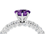 White gold Heart Cut Diamond Pavé Band Solitaire Ring with Prong Setting_4