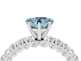 White gold Heart Cut Diamond Pavé Band Solitaire Ring with Prong Setting_4