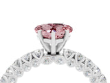 White gold Heart Cut Diamond Pavé Band Solitaire Ring with Prong Setting_4