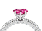 White gold Heart Cut Diamond Pavé Band Solitaire Ring with Prong Setting_4