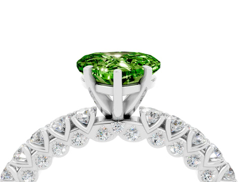 White gold Heart Cut Diamond Pavé Band Solitaire Ring with Prong Setting_4