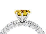 White gold Heart Cut Diamond Pavé Band Solitaire Ring with Prong Setting_4
