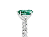 White gold Heart Cut Diamond Pavé Band Solitaire Ring with Prong Setting_5