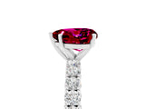 White gold Heart Cut Diamond Pavé Band Solitaire Ring with Prong Setting_5