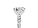 White gold Heart Cut Diamond Pavé Band Solitaire Ring with Prong Setting_5