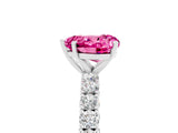 White gold Heart Cut Diamond Pavé Band Solitaire Ring with Prong Setting_5