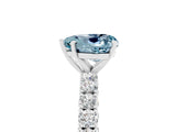 White gold Heart Cut Diamond Pavé Band Solitaire Ring with Prong Setting_5