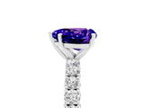 White gold Heart Cut Diamond Pavé Band Solitaire Ring with Prong Setting_5