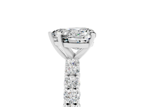 White gold Heart Cut Diamond Pavé Band Solitaire Ring with Prong Setting_5