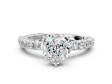 White gold Heart Cut Diamond Pavé Band Solitaire Ring with Prong Setting_77