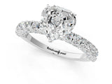 White gold Heart Cut Diamond Pavé Band Solitaire Ring with Prong Setting_78