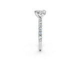 White gold Heart Cut Diamond Pavé Band Solitaire Ring with Prong Setting_79