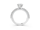 White gold Heart Cut Diamond Pavé Band Solitaire Ring with Prong Setting_80