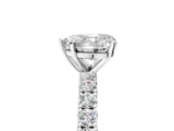 White gold Heart Cut Diamond Pavé Band Solitaire Ring with Prong Setting_82