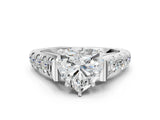 White gold Heart Cut Diamond Pavé Band Solitaire with Four-Prong Setting_16