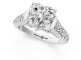 White gold Heart Cut Diamond Pavé Band Solitaire with Four-Prong Setting_17