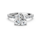 White gold Heart Cut Diamond Pavé Band Solitaire with Four-Prong Setting_3